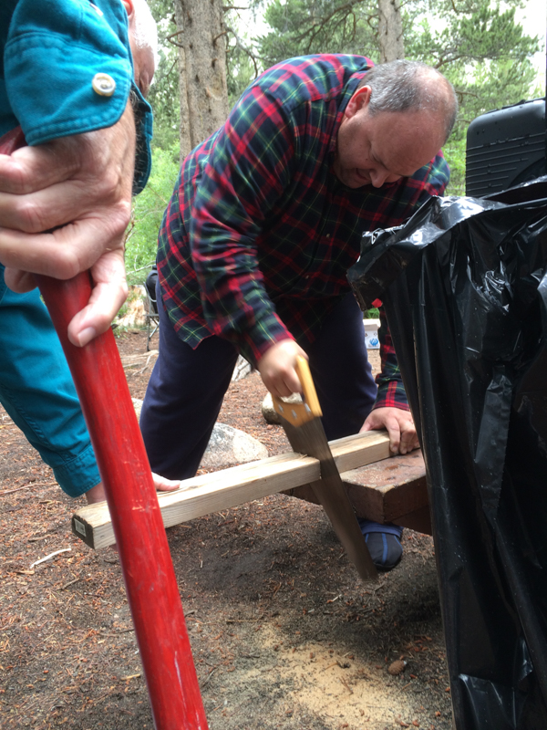 sawing wood